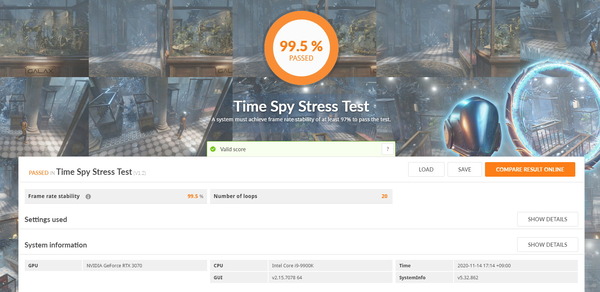 ASUS TUF-RTX3070-O8G-GAMING_TimeSpy Stress Test
