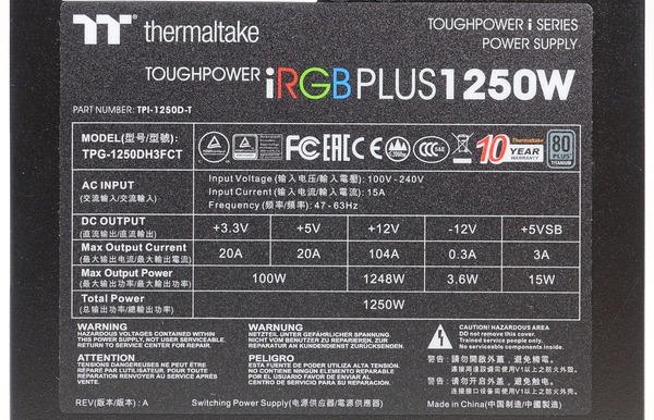 Thermaltake Toughpower iRGB PLUS 1250W Titanium review_09080