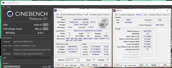 GIGABYTE AERO 15 OLED_Core i9 10980HK_CinebenchR23_Turbo+