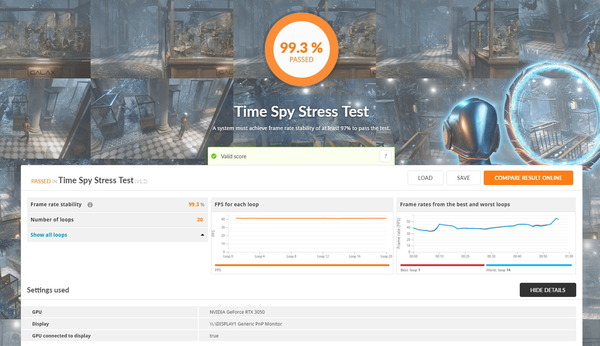 Palit GeForce RTX 3050 Dual OC_TimeSpy Stress Test