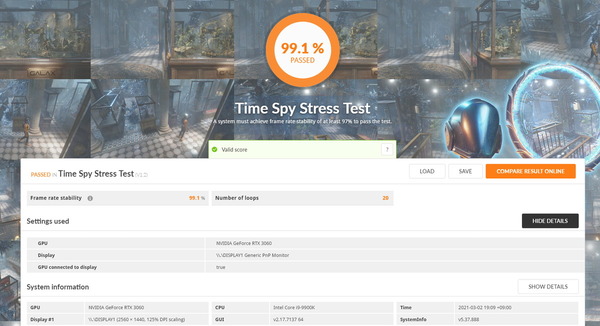 Palit GeForce RTX 3060 StormX OC 12GB_TimeSpy Stress Test