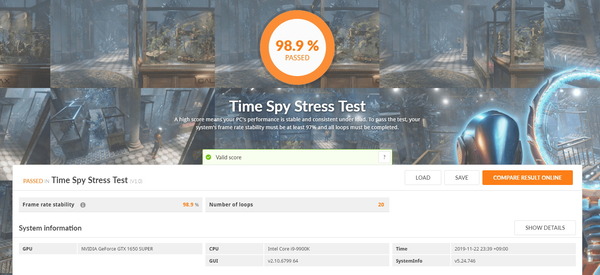 ZOTAC GAMING GeForce GTX 1650 SUPER Twin Fan_TimeSpy Stress Test