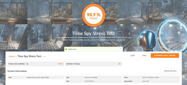 MSI GeForce RTX 2080 SUPER GAMING X TRIO_TimeSpy Stress Test