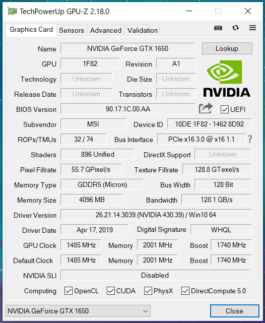 MSI GeForce GTX 1650 AERO ITX 4G OC_GPU-Z (1)