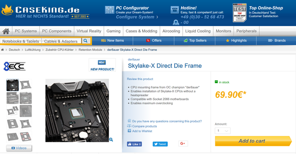 Skylake-X Direct Die Frame