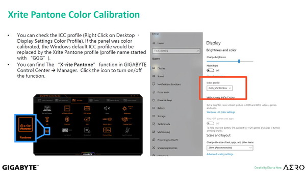 GIGABYTE AERO 15 OLED_X-Rite Pantone