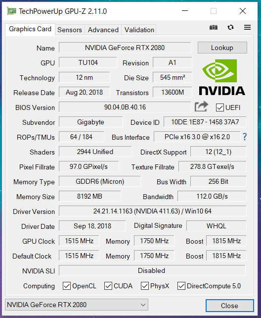 GIGABYTE GeForce RTX 2080 GAMING OC 8G_GPU-Z_1