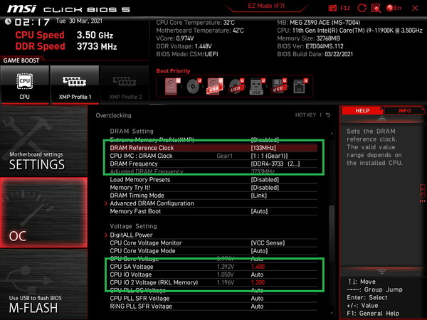Intel Core i9 11900K_BIOS_Memory-OC