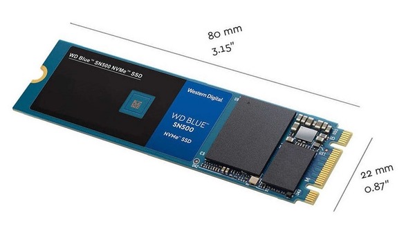 WD Blue SN500 NVMe M.2 SSD_size