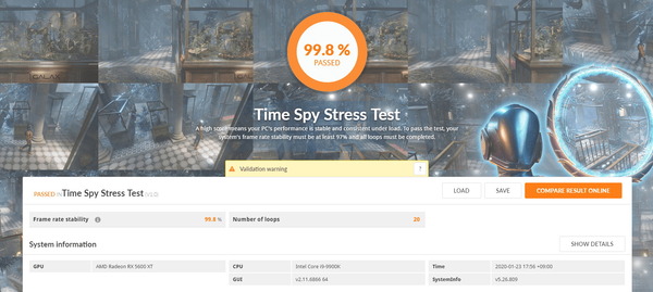 SAPPHIRE PULSE Radeon RX 5600 XT_TimeSpy Stress Test