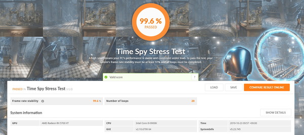 ASRock Radeon RX 5700 XT Taichi X 8G OC+_TimeSpy Stress Test