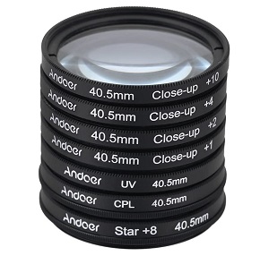 Andoer 40.5mm UV+CPL+Star8+Close-up (+1 +2 +4 +10) フィルターセット