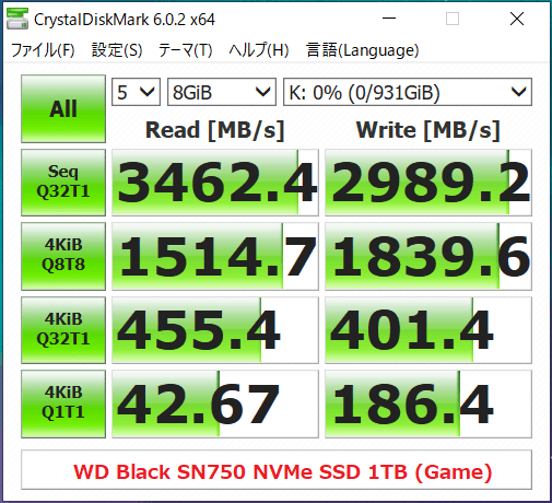 WD Black SN750 NVMe SSD 1TB(Game)_CDM