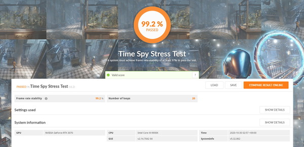 ZOTAC GAMING GeForce RTX 3070 Twin Edge_TimeSpy Stress Test