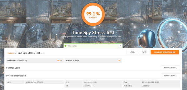 MSI GeForce RTX 3070 VENTUS 2X OC_TimeSpy Stress Test