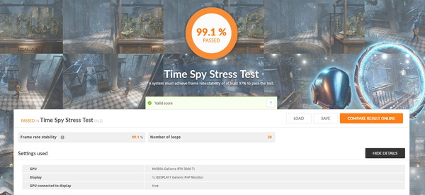 ZOTAC GAMING GeForce RTX 3060 Ti Twin Edge_TimeSpy Stress Test