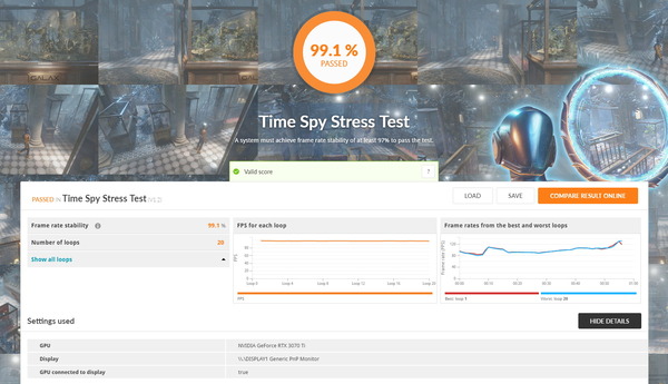 MSI GeForce RTX 3070 Ti SUPRIM X 8G_TimeSpy Stress Test