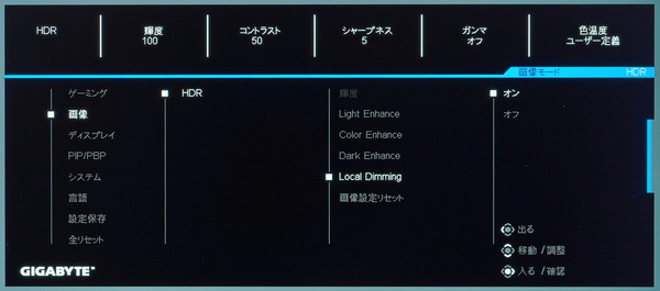 GIGABYTE M28U_OSD_LocalDimming