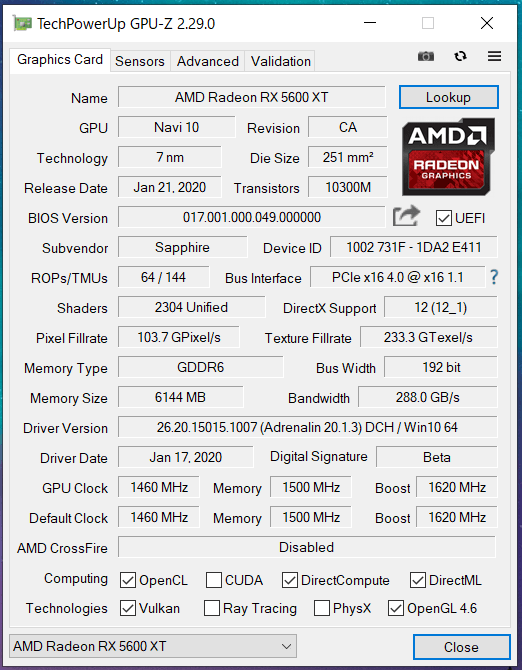 SAPPHIRE PULSE Radeon RX 5600 XT(SM)_GPU-Z (1)