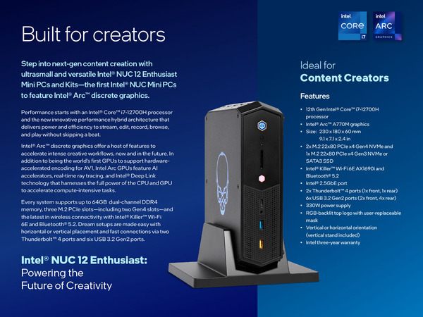 Intel NUC 12 Enthusiast Kit NUC12SNKi72_Feature