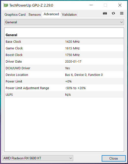 SAPPHIRE PULSE Radeon RX 5600 XT(PM)_GPU-Z (2)