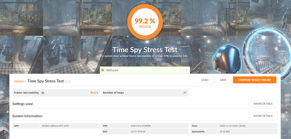 Palit GeForce RTX 3070 GamingPro_TimeSpy Stress Test