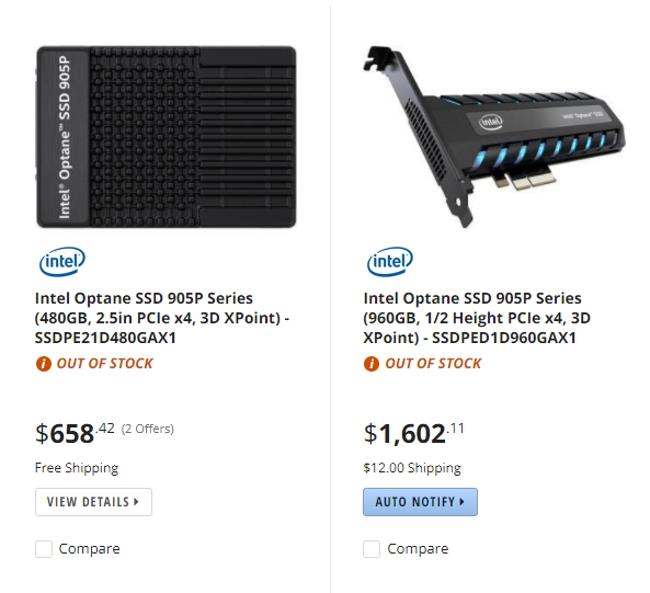 Intel Optane SSD 905P_Price