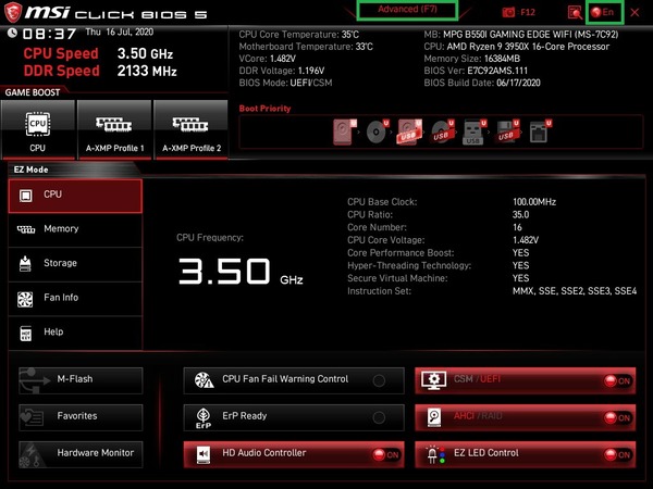 MSI MPG B550I Gaming Edge WiFi_BIOS_1