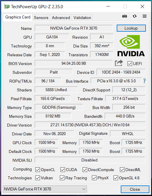 Palit GeForce RTX 3070 GamingPro_GPU-Z (1)