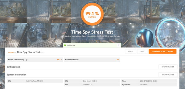 Intel NUC 9 NUC9i9QNX_3DMark TimeSpy Stress Test