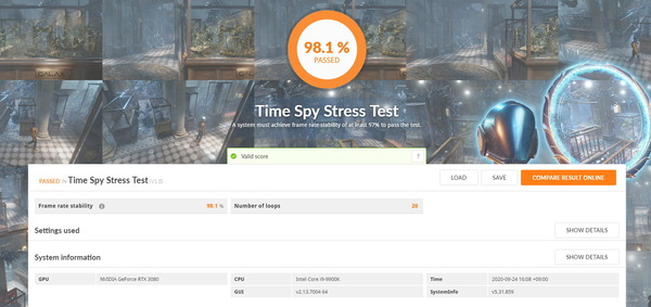 MSI GeForce RTX 3080 GAMING X TRIO 10G_TimeSpy Stress Test