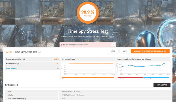 ZOTAC GAMING GeForce RTX 3070 Ti AMP Holo_TimeSpy Stress Test