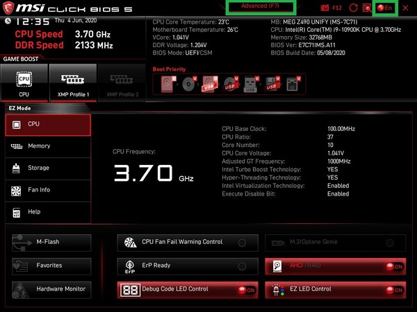 MSI MEG Z490I UNIFY_BIOS_1