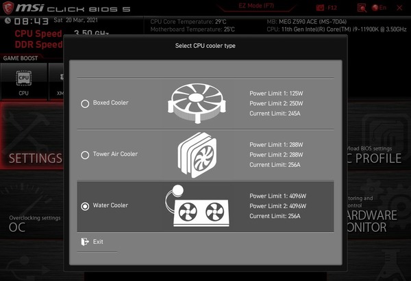 MSI MEG Z590 ACE_TDP-Setting
