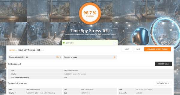 SAPPHIRE PULSE Radeon RX 6800 OC_TimeSpy Stress Test