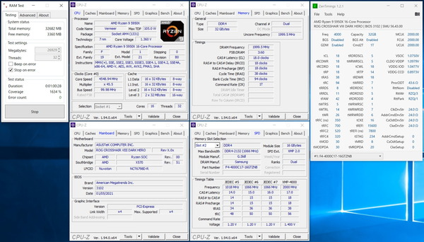 ASUS ROG Crosshair VIII Dark Hero_5950X_4000MHz_C18_ramtest