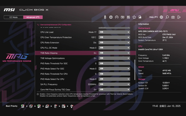 MSI MPG Z890 CARBON WIFI_BIOS_OC_18
