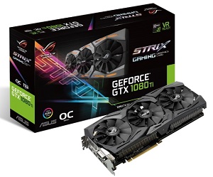 ASUS ROG-STRIX-GTX1080TI-O11G-GAMING オリジナルクーラー搭載 GeForce GTX 1080 Tiグラフィックスカード