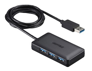 iBUFFALO USB3.0ハブ 4ポートタイプ マグネット付 ブラック 【PlayStation4,PS4 動作確認済】 BSH4U22U3BK
