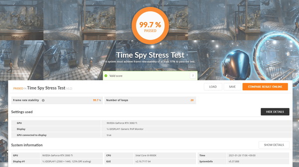 ASUS TUF-RTX3060TI-O8G-GAMING_TimeSpy Stress Test