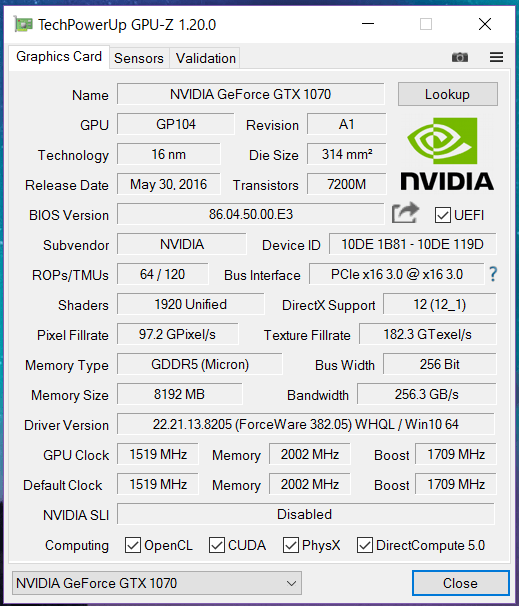 GALAX GTX 1070 KATANA_gpuz