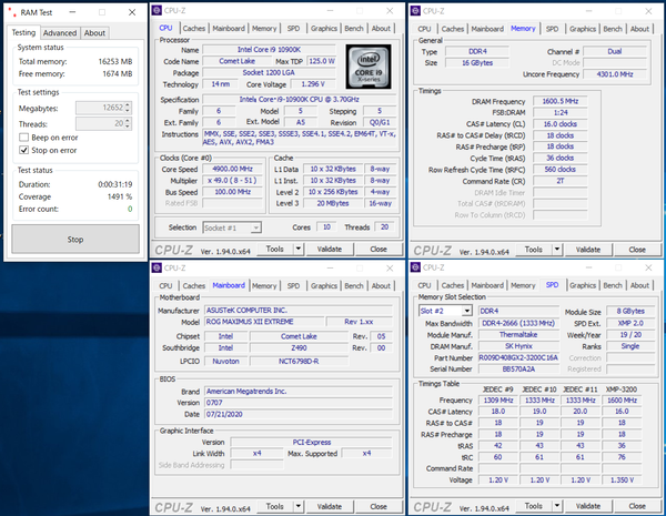 Thermaltake TOUGHRAM RGB R009D408GX2-3200C16A_Z490_Ramtest