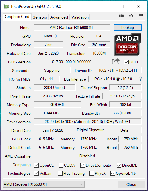 SAPPHIRE PULSE Radeon RX 5600 XT(PM)_GPU-Z (1)