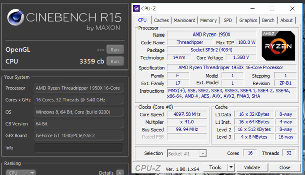 AMD Ryzen Threadripper 1950X 4,1GHz cinebench