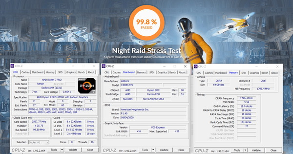 ASRock DeskMini X300_GPU-Stress_Ballistix BL2K32G32C16S4B